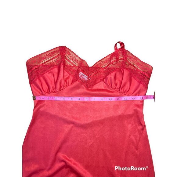 Vintage Mel-Lin Nylon Slip Womens 34 Red Lace Lingerie Slip Dress Boudoir Sexy - Picture 5 of 5